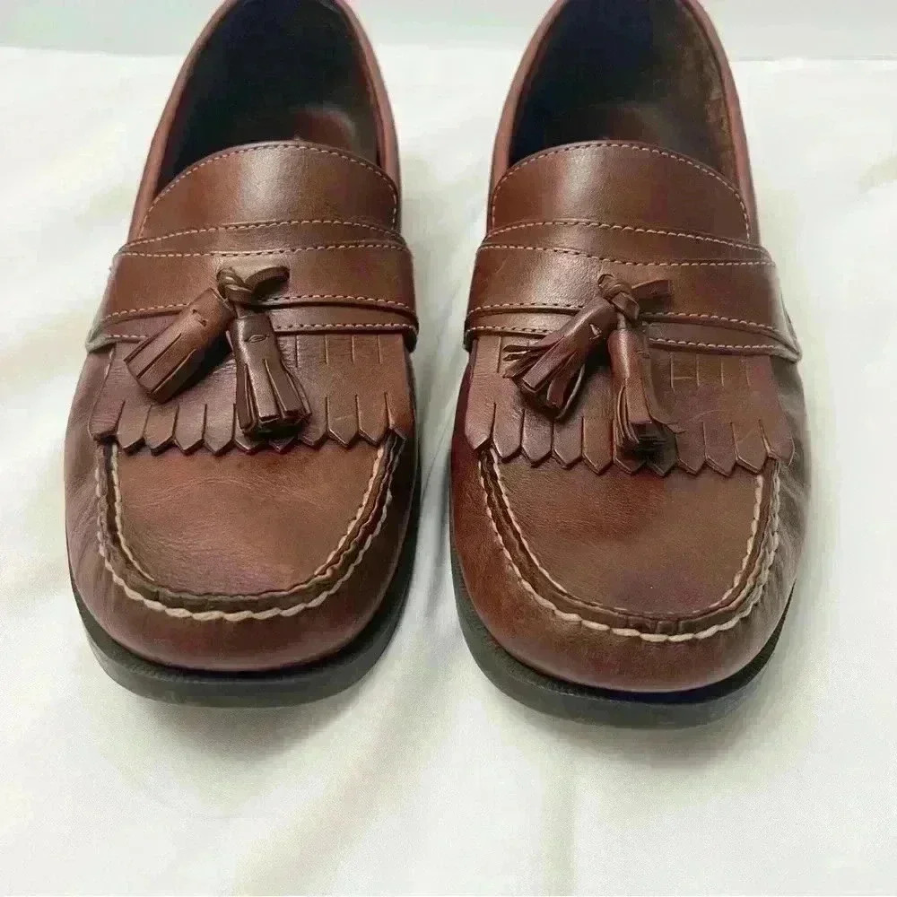 Dexter- Men’s Tassel Loafers-Leather- Brown- 11 - Picture 7 of 9